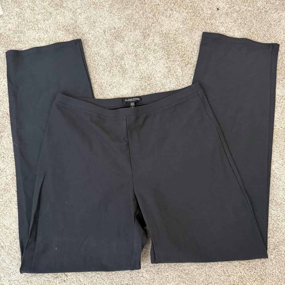 Eileen Fisher Washable‎ Stretch Crepe Pant Slim Fit Ankle Length Size PS Black